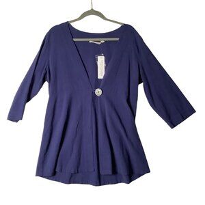 Soft Surroundings Benedetta‎ Guaze Topper Women Medium Patriot Blue Cotton NWT